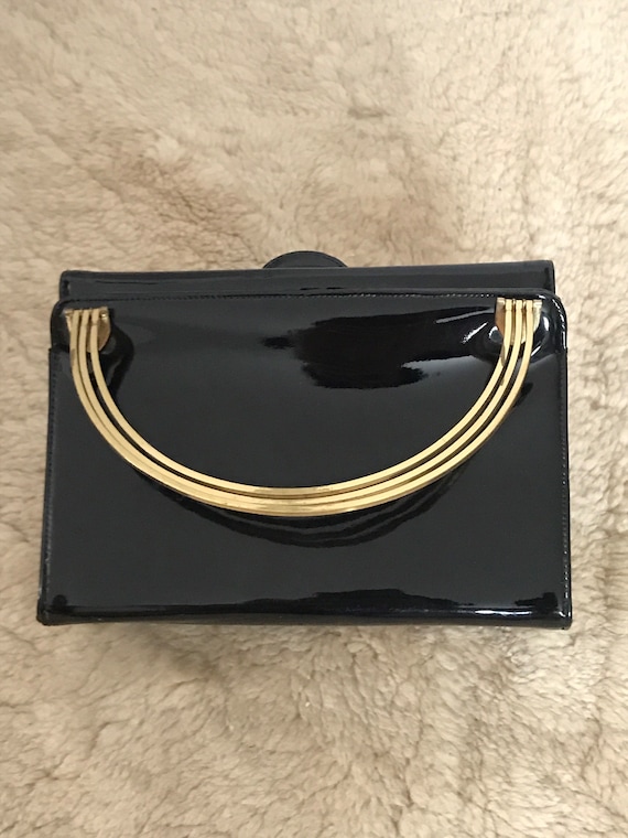 Super gorgeous gold metal handle black handbag - image 2