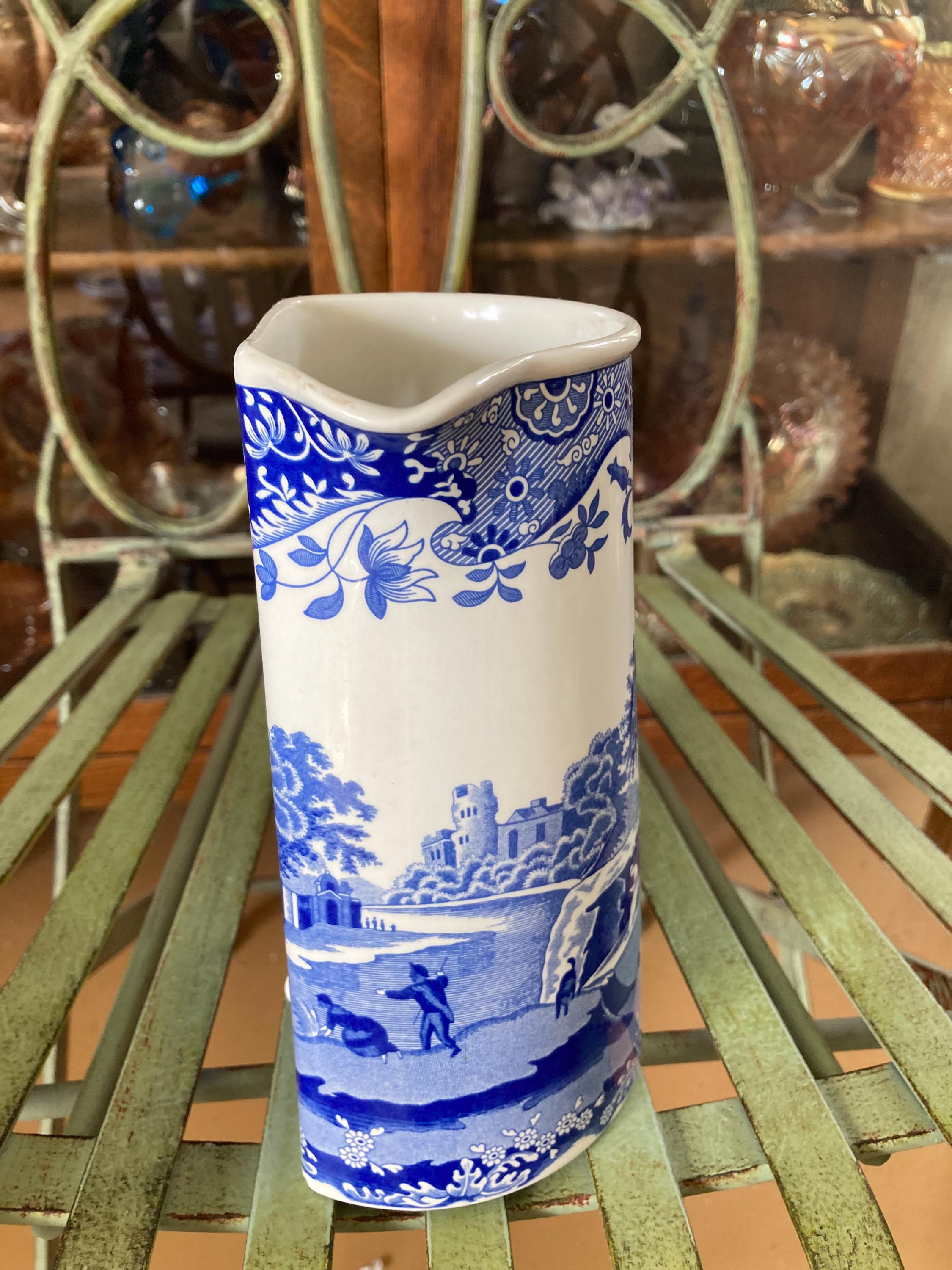 Spode Blue Italian Wall Pocket. Pitcher Shape. 7 Inches Tall