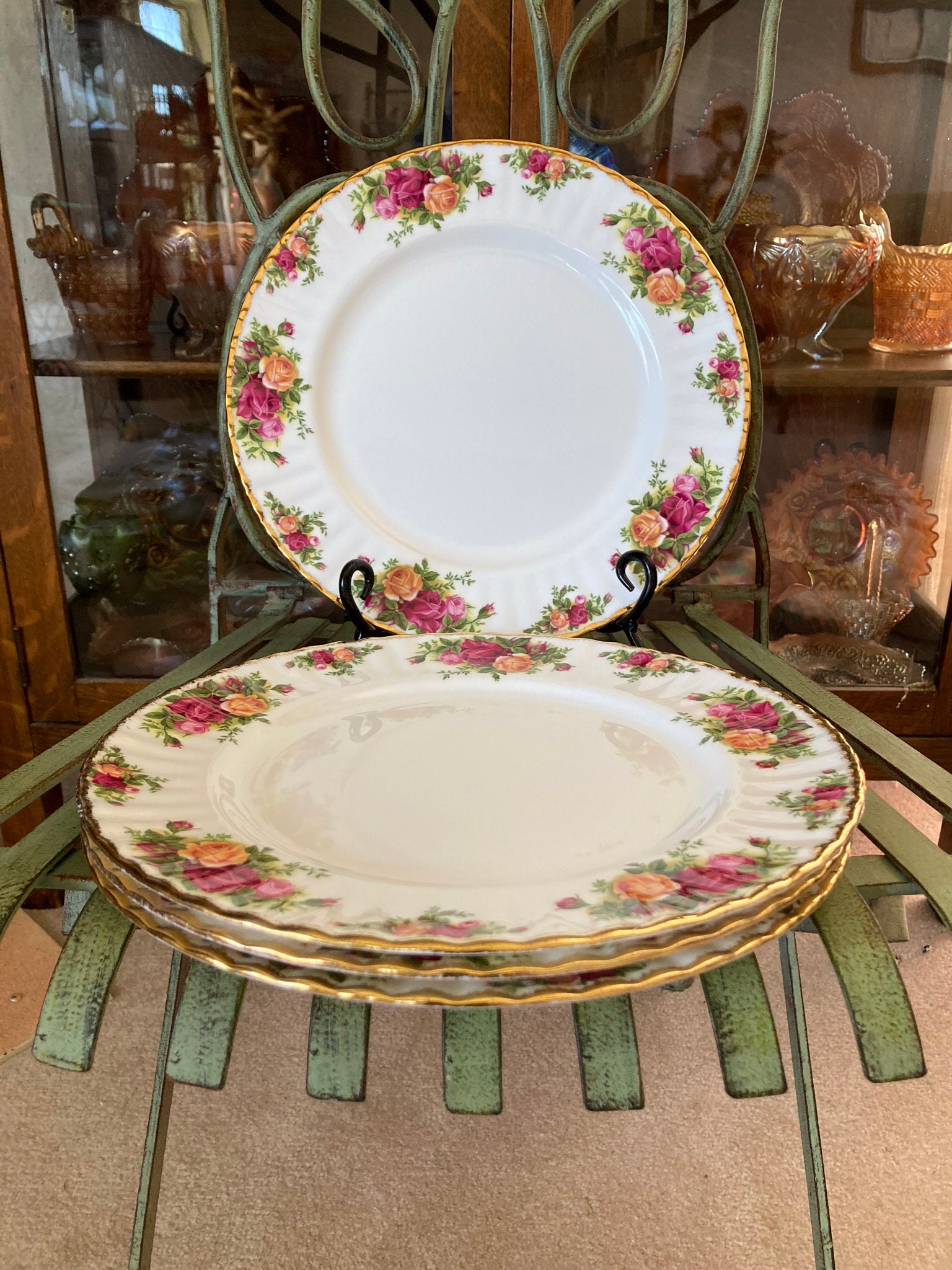 Royal Albert Old Country Roses Dinner Plates. Set of 4. 10.25