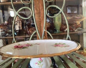 Royal Albert American Beauty  Pedestal Cake  Plate.  9 inches diameter. Produced in England 1927 to 1998.