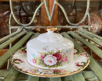Royal Albert Celebration Butter Dish. Under Plate 6.25 inches diameter. Produced in England 1969 to 2001.