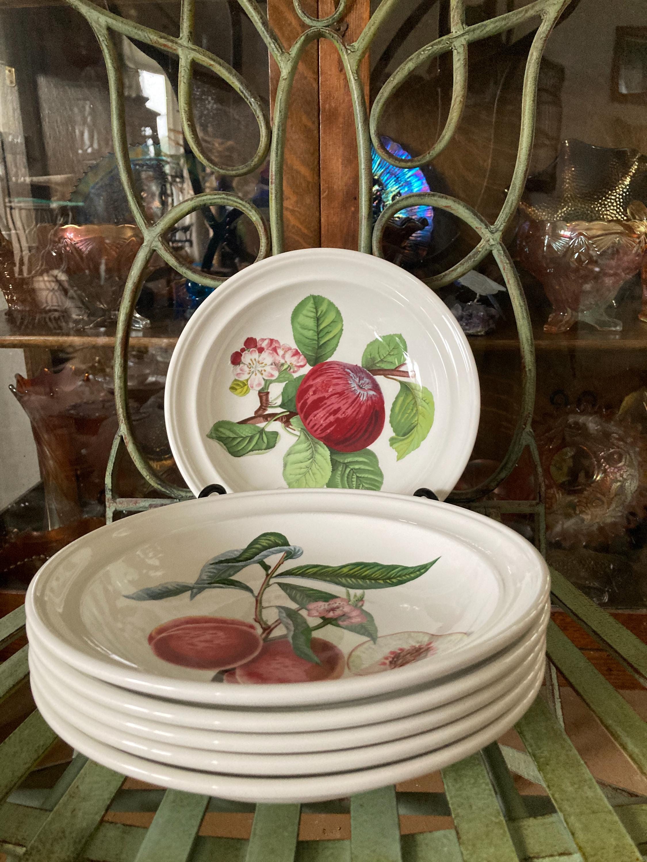 Portmeirion Pomona Rimmed Soup Bowls. Set of 6. 8.75 Inches