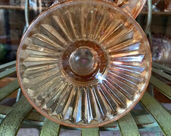 Depression Glass Iris and Herringbone Pitcher. Iridescent. 9