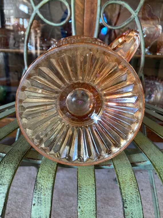 Depression Glass Iris and Herringbone Pitcher. Iridescent. 9