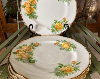 Royal Albert Tea Rose Salad Plates, Set of 4. 8 inches diameter. Produced in England 1940’s.