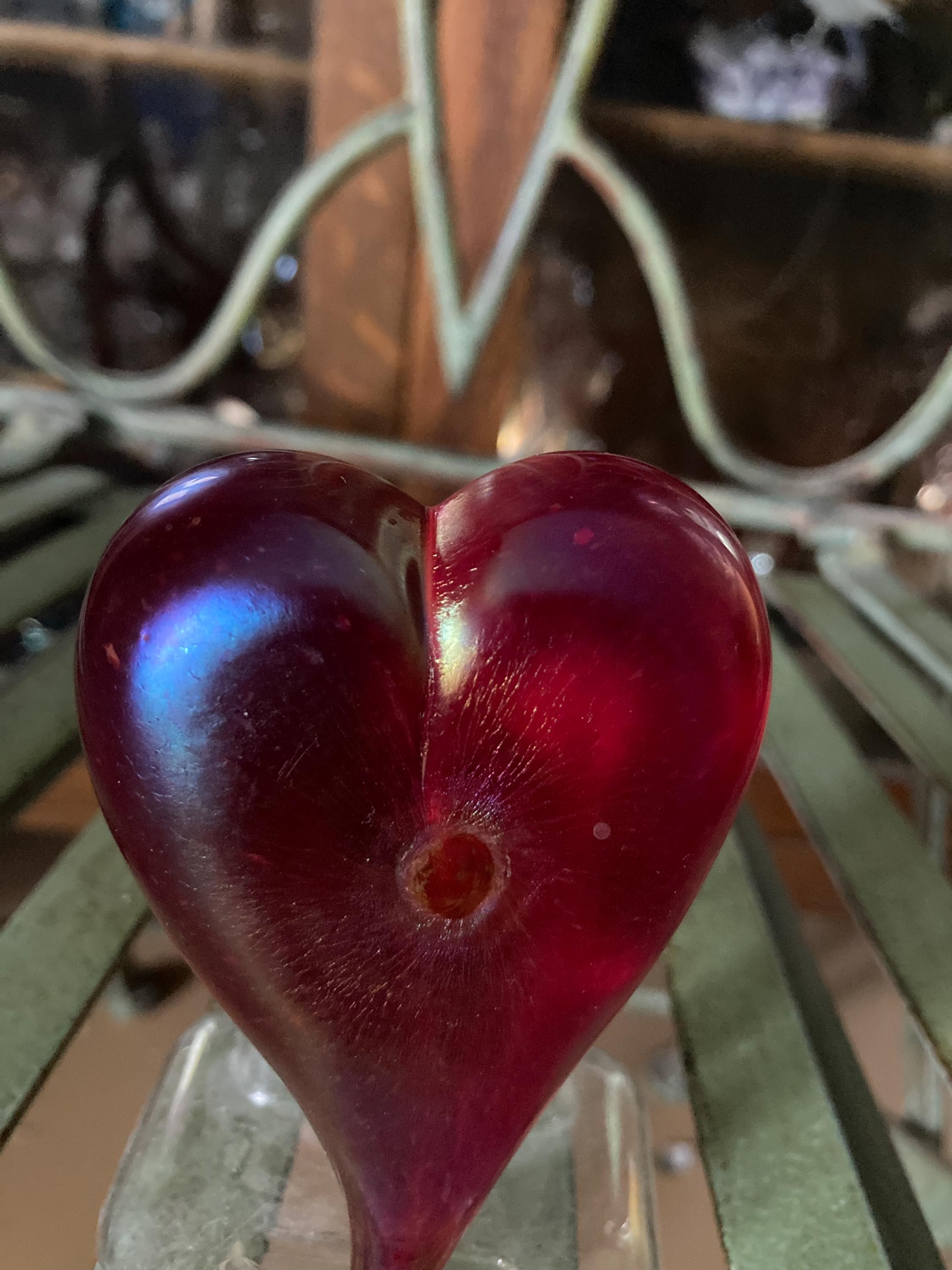 Robert Held Art Glass Elongated Hearts. Set of 2. 3.25 Inches Tall
