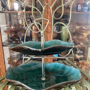 Blue Mountain Pottery 2 Tier Server.   9 inches tall. 10.5 inches  wide. Produced in Ontario 1953 to 2004.
