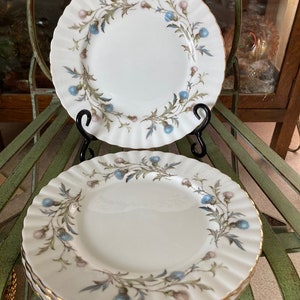 Royal Albert Brigadoon Salad Plates. Set of 4. 8.25 inches diameter.  Produced in England 1963 to 2001.