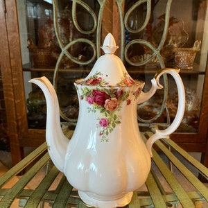 Royal Albert Old Country Roses. Coffee Pot. 10.5 inches tall. Produced in England 1962.