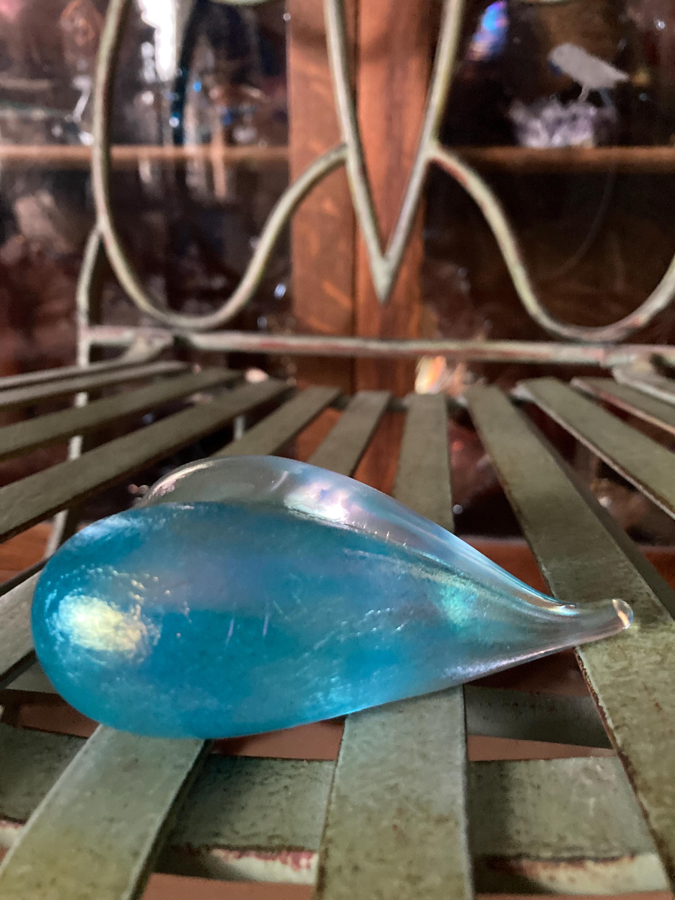 Robert Held Art Glass Elongated Hearts. Set of 2. 3.25 Inches Tall