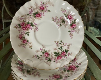 Royal Albert Lavender Rose Saucers. Set of 4. 5.5 inches diameter. Produced in England  1961 to 2009.