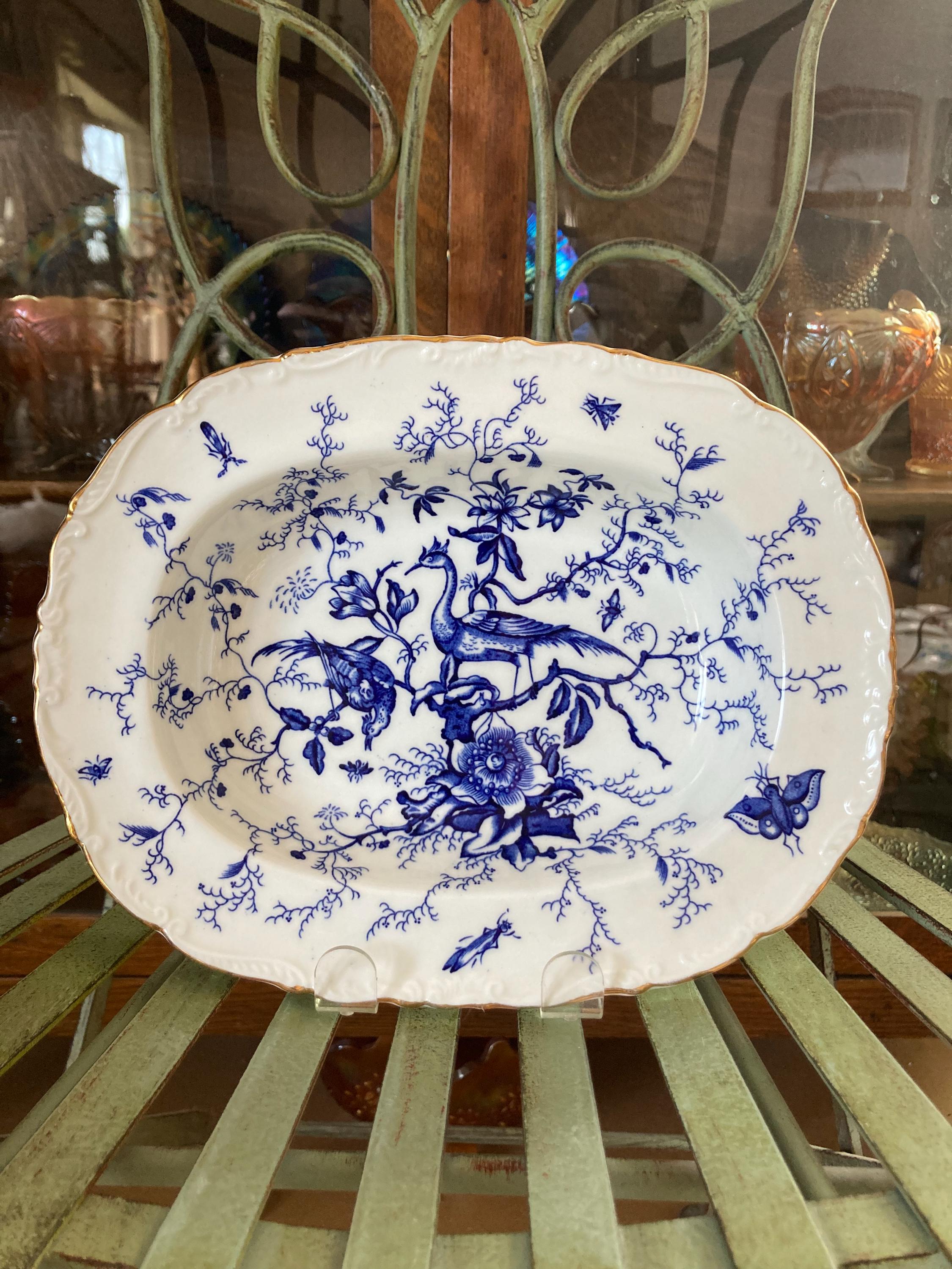 Coalport Cairo Blue 9252 Oval Vegetable Bowl. 9.5 inches wide. Produced in England 1950’s.