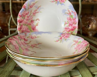 Royal Albert Blossom  Time Fruit Nappies. Set of 4.  5.25 inches diameter. Produced in England 1930’s to 2001.