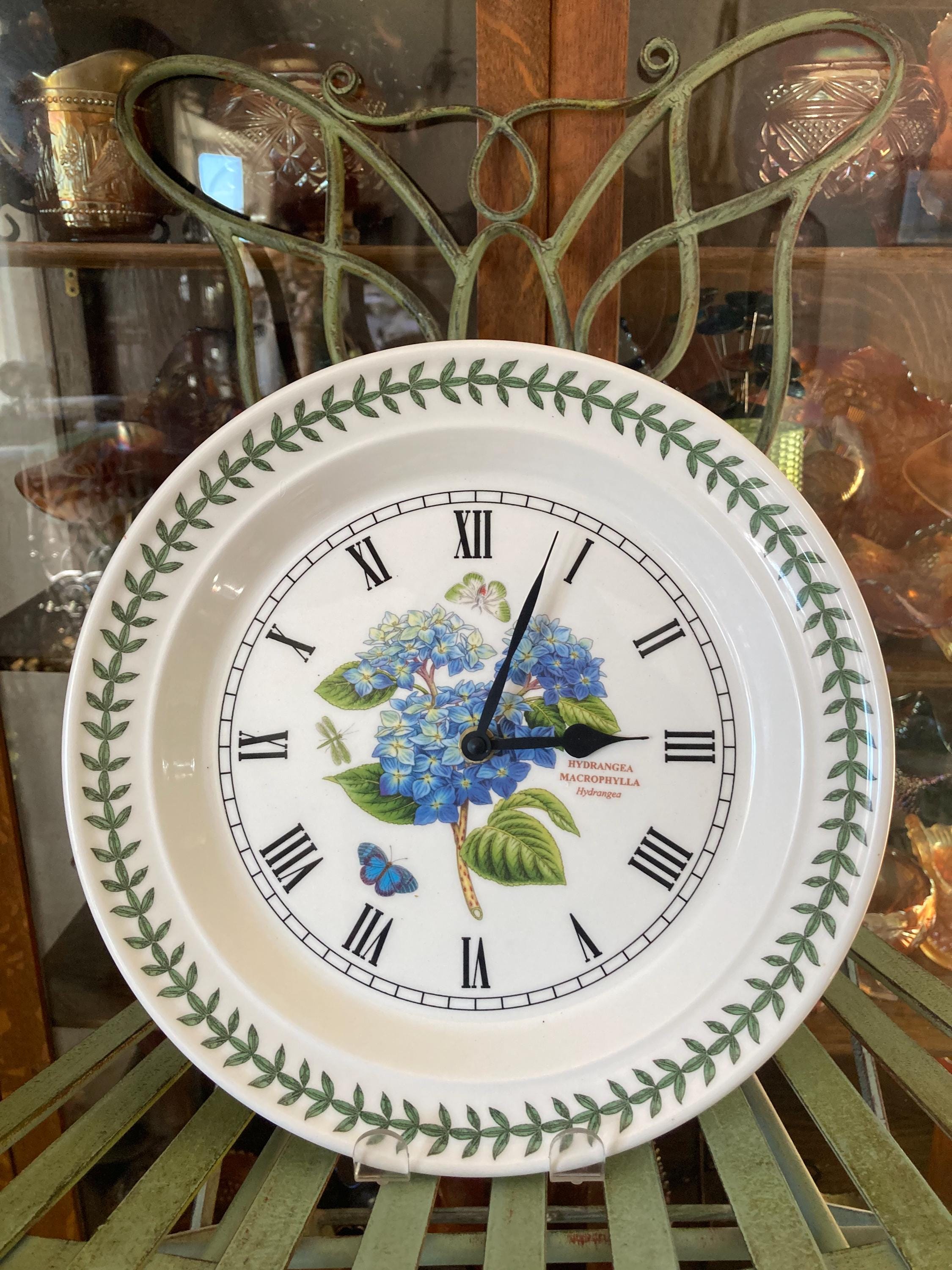 Portmeirion Botanic Garden Clock. 10.5 Inches Diameter . Hydrangea
