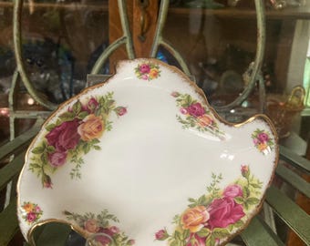 Royal Albert Old Country Roses  Bon Bon Dish. .  6.5 inches wide. Produced in England 1962.