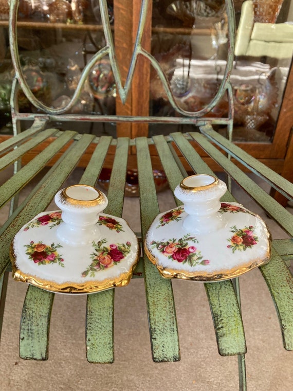 Royal Albert Old Country Roses. Candle Holder Pair. 2.25 Etsy