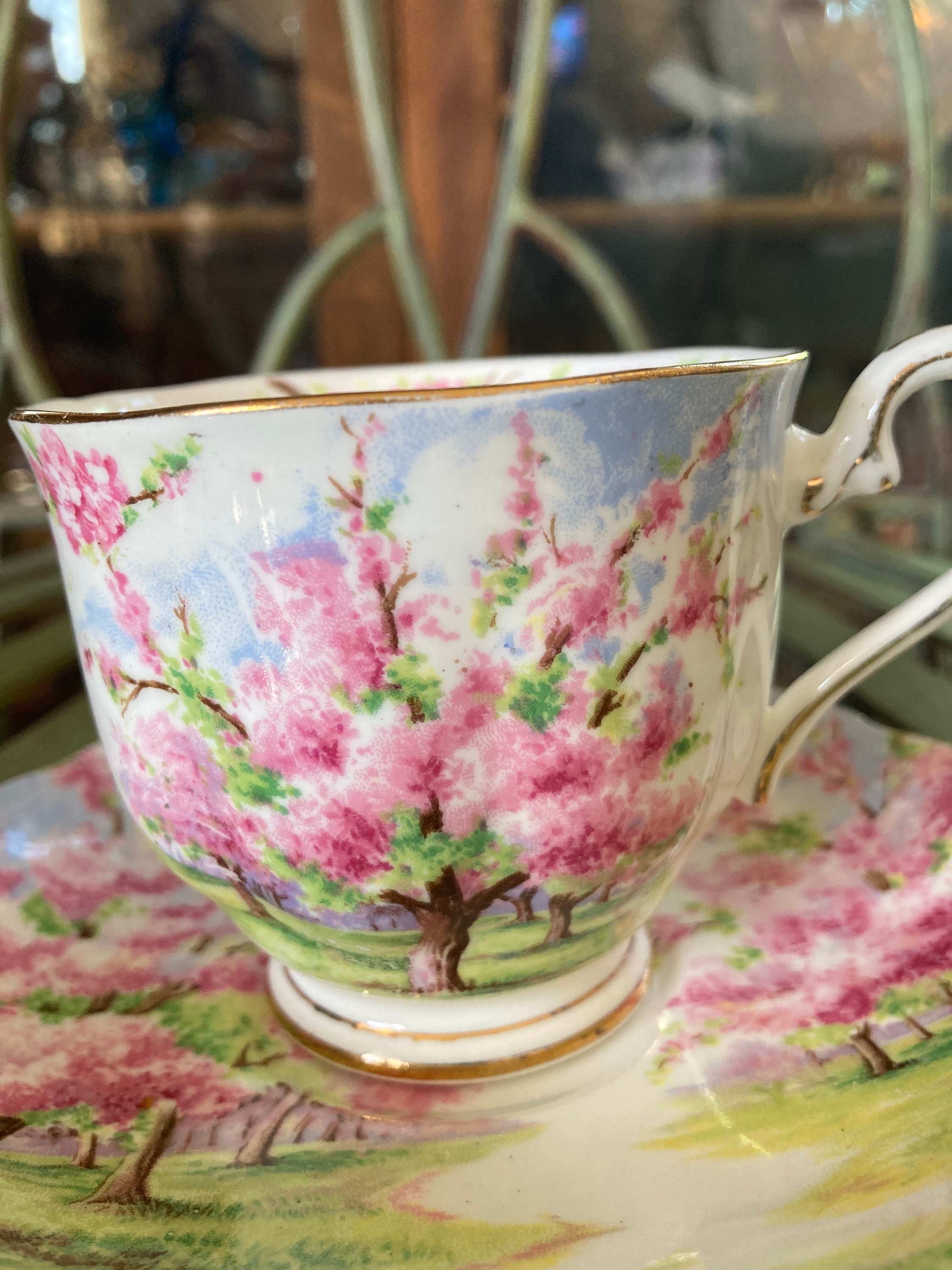 Royal Albert Blossom Time Teacups and Saucers. Set of 4. Crown