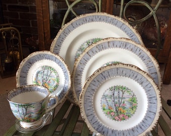 Royal Albert Silver Birch 5 Piece Place Setting X 4 Bone China