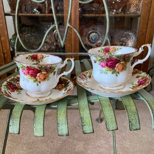Royal Albert Old Country Roses Teacups Set of 2.  Produced in England 1963.
