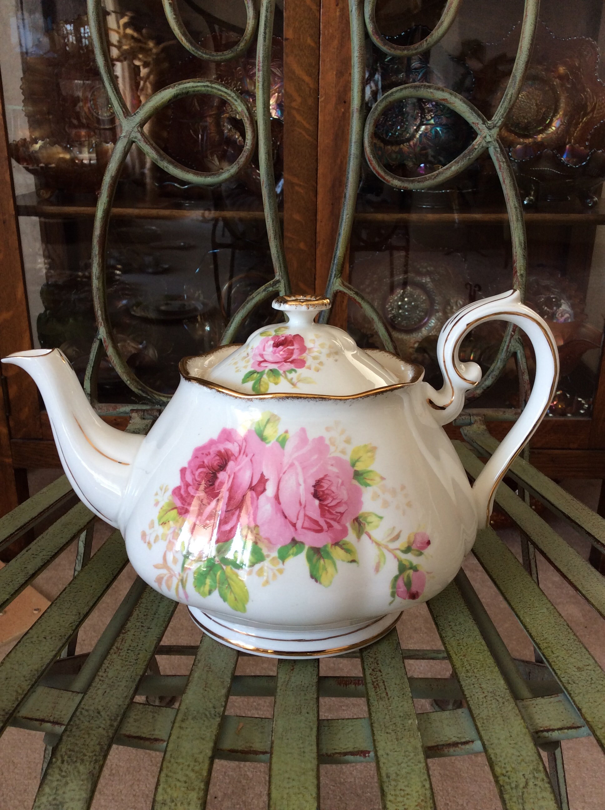 Royal Albert American Beauty large teapot. Produced 1927 to Etsy