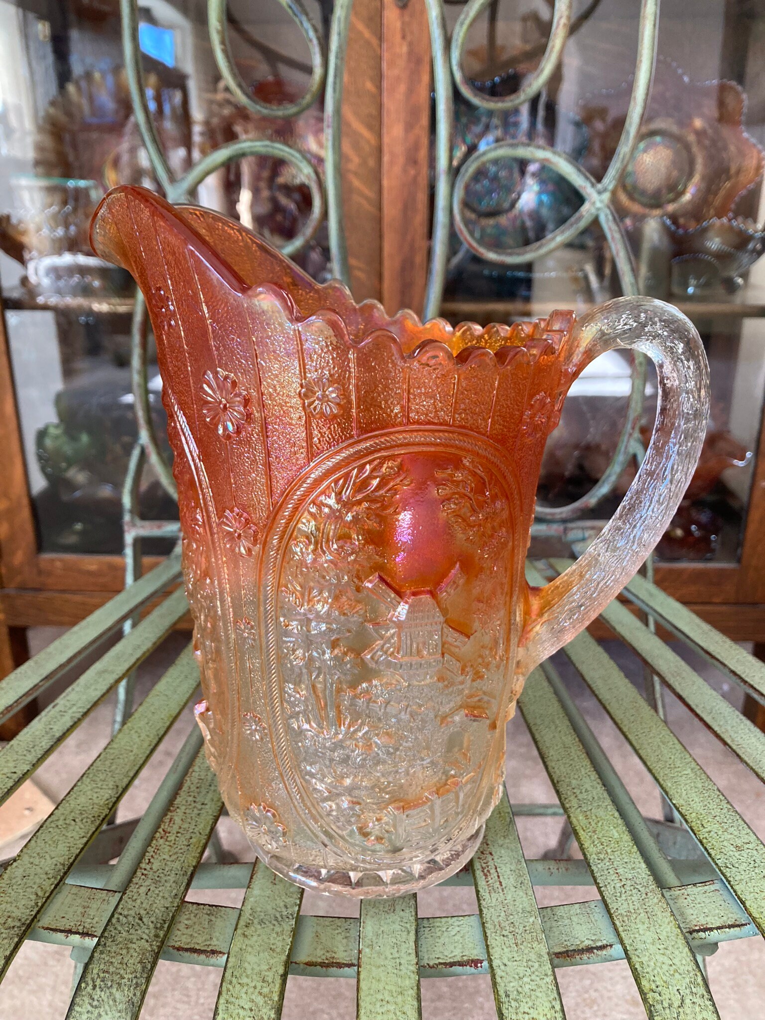 Carnival Glass Windmill Pitcher - Etsy