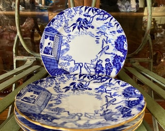 Royal Crown Derby Blue Mikado Bone China Bread and Butter Plates