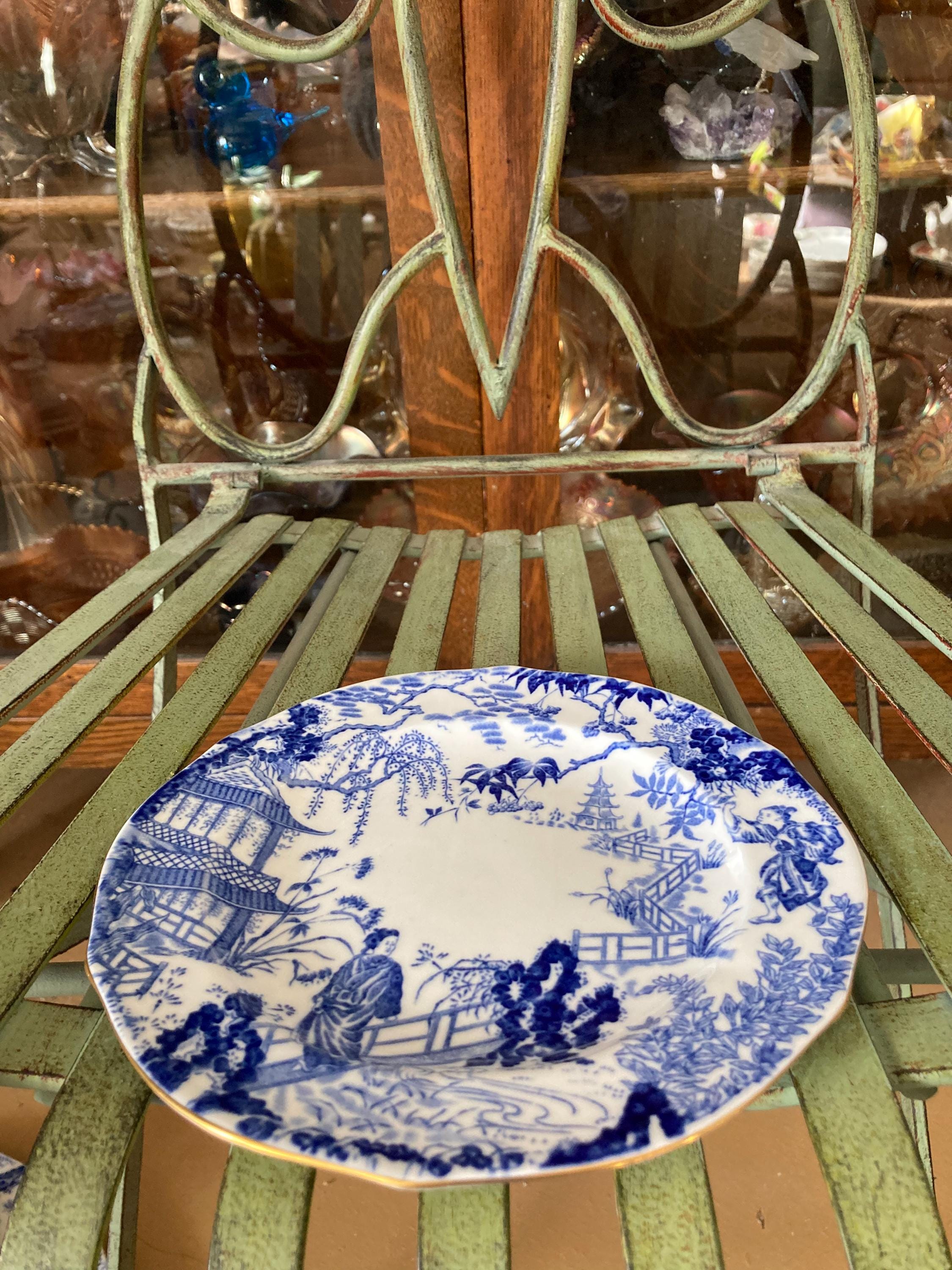 【 Crown Derby】プレート　デザートプレート　ティープレート Royal Crown Derby Mikado Dessert Plates. Set of 4. 7 Inches