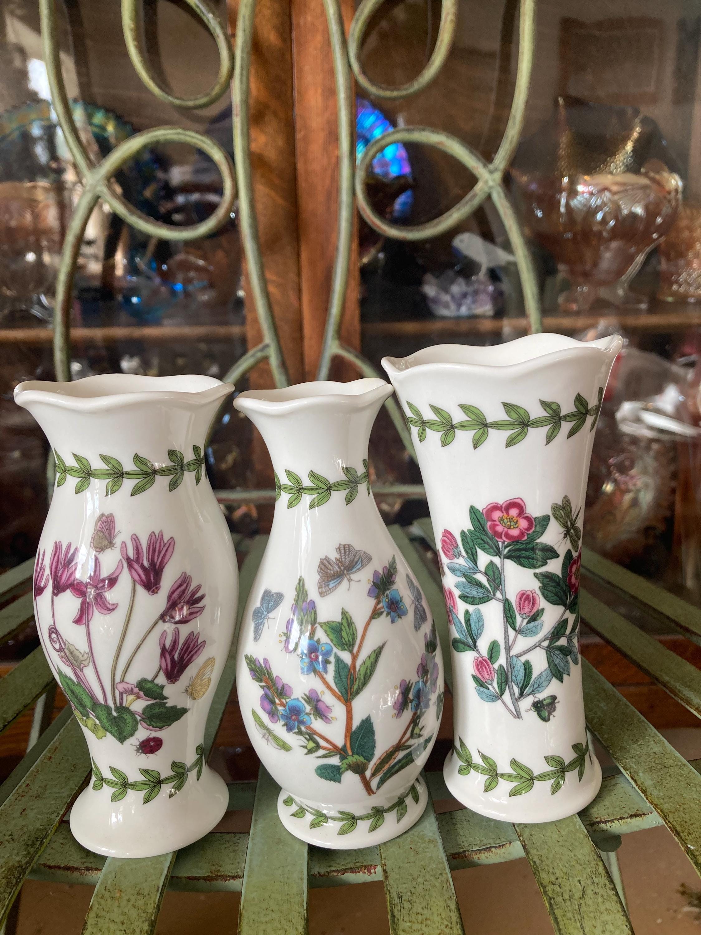 希少　英国ポートメリオン　ボタニックガーデン　花瓶　3個セット　インテリア　置物 Portmeirion Botanic Garden Vases. Set of 3. 5 Inches Tall