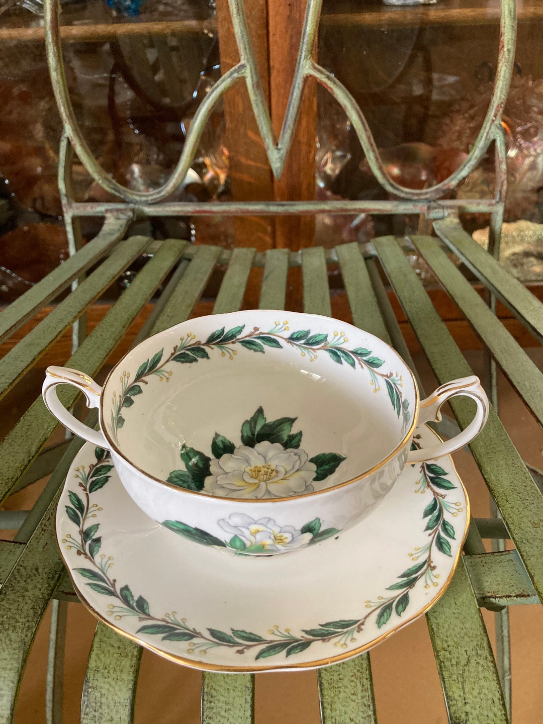 Royal Albert Lady Clare Cream Soup Bowl And Under Plate 6 5 Inches Wide Produced In England