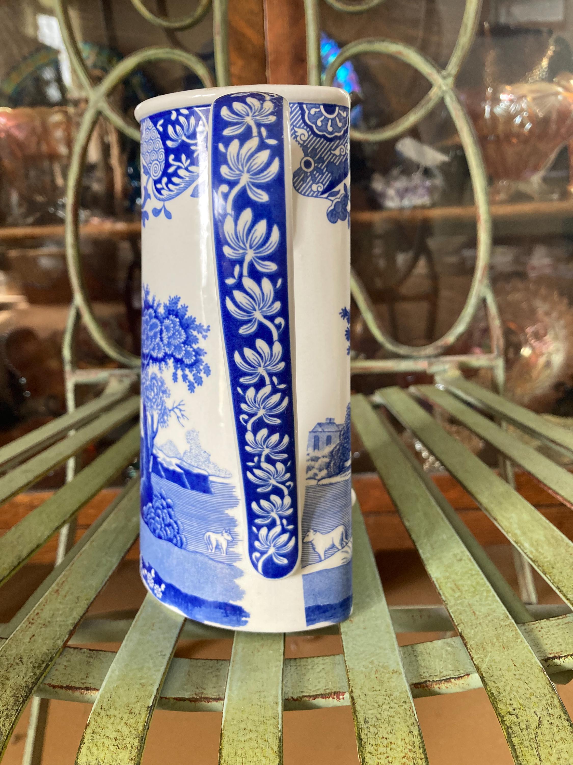 Spode Blue Italian Wall Pocket. Pitcher Shape. 7 Inches Tall