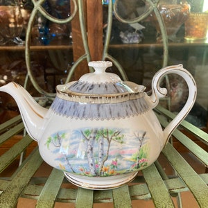 Royal Albert Silver Birch Teapot. Medium Size. Produced in England 1930’s to 2001.