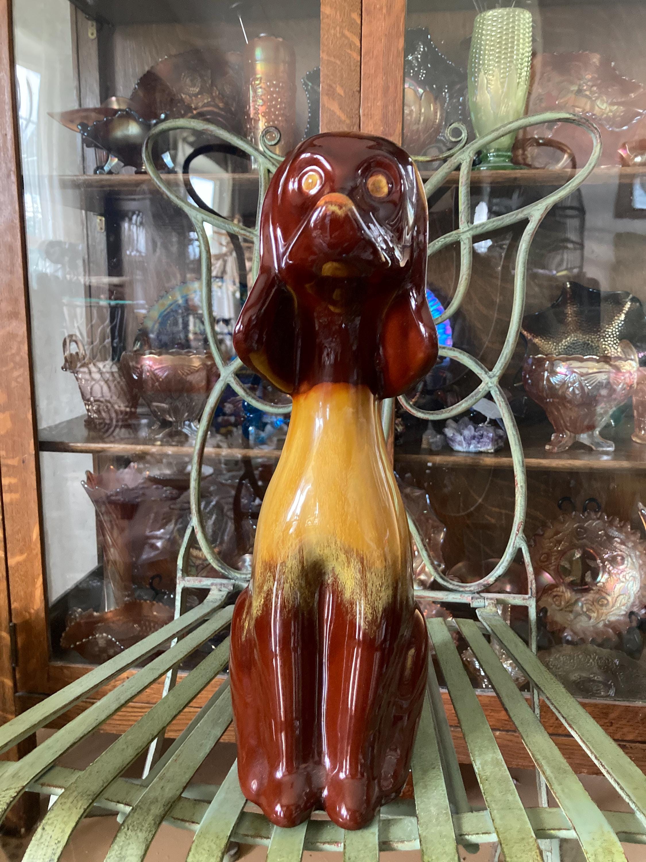 Blue Mountain Pottery Dog. Harvest Gold. 14 Inches Tall. Produced