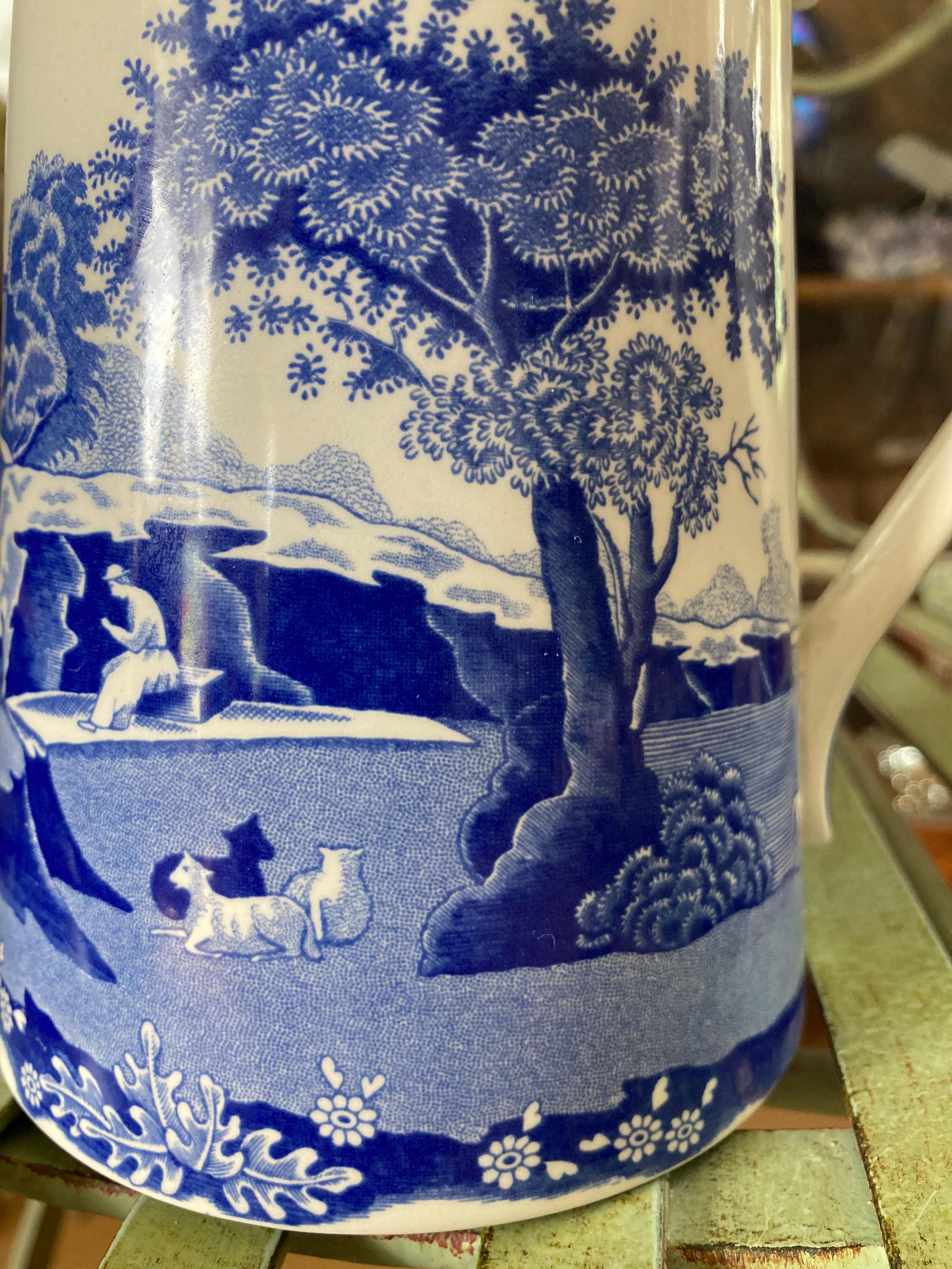 Spode Blue Italian Wall Pocket. Pitcher Shape. 7 Inches Tall