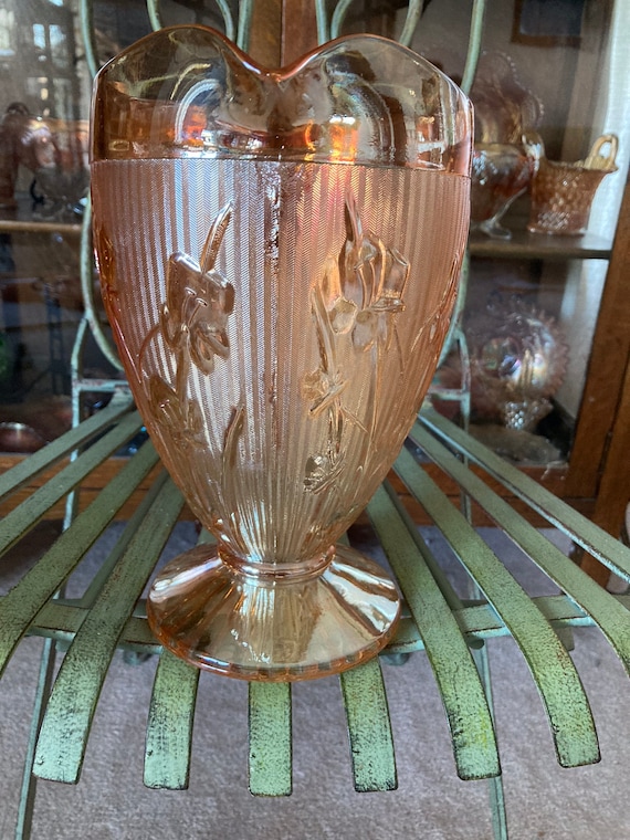 Depression Glass Iris and Herringbone Pitcher. Iridescent. 9