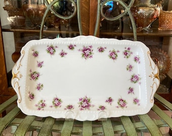 Royal Albert Sweet Violets Sandwich Tray. 11.5 inches wide. Produced in England 1966 to 2001.