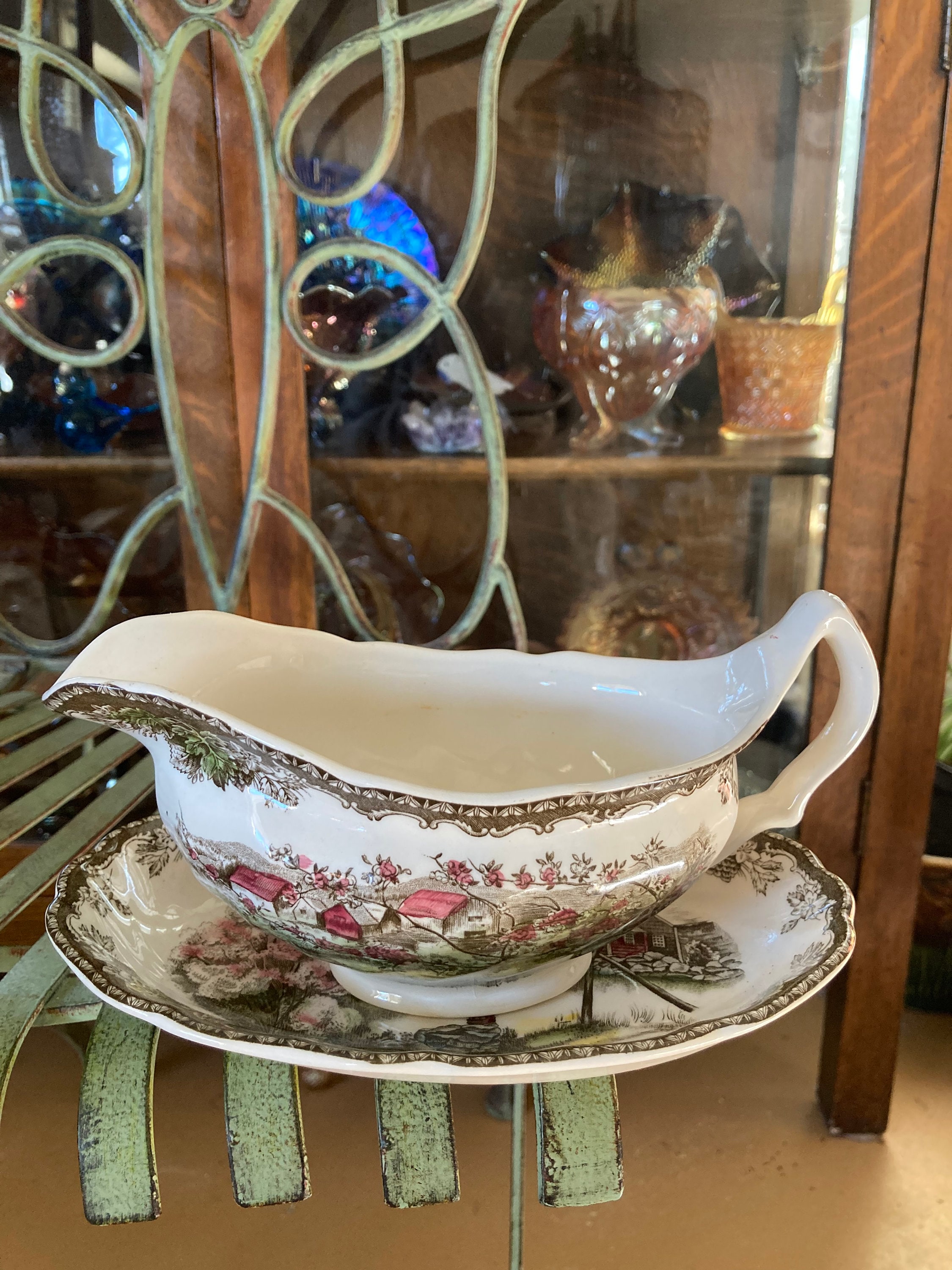 Johnson Brothers Friendly Village Gravy Boat and Under Plate. 8