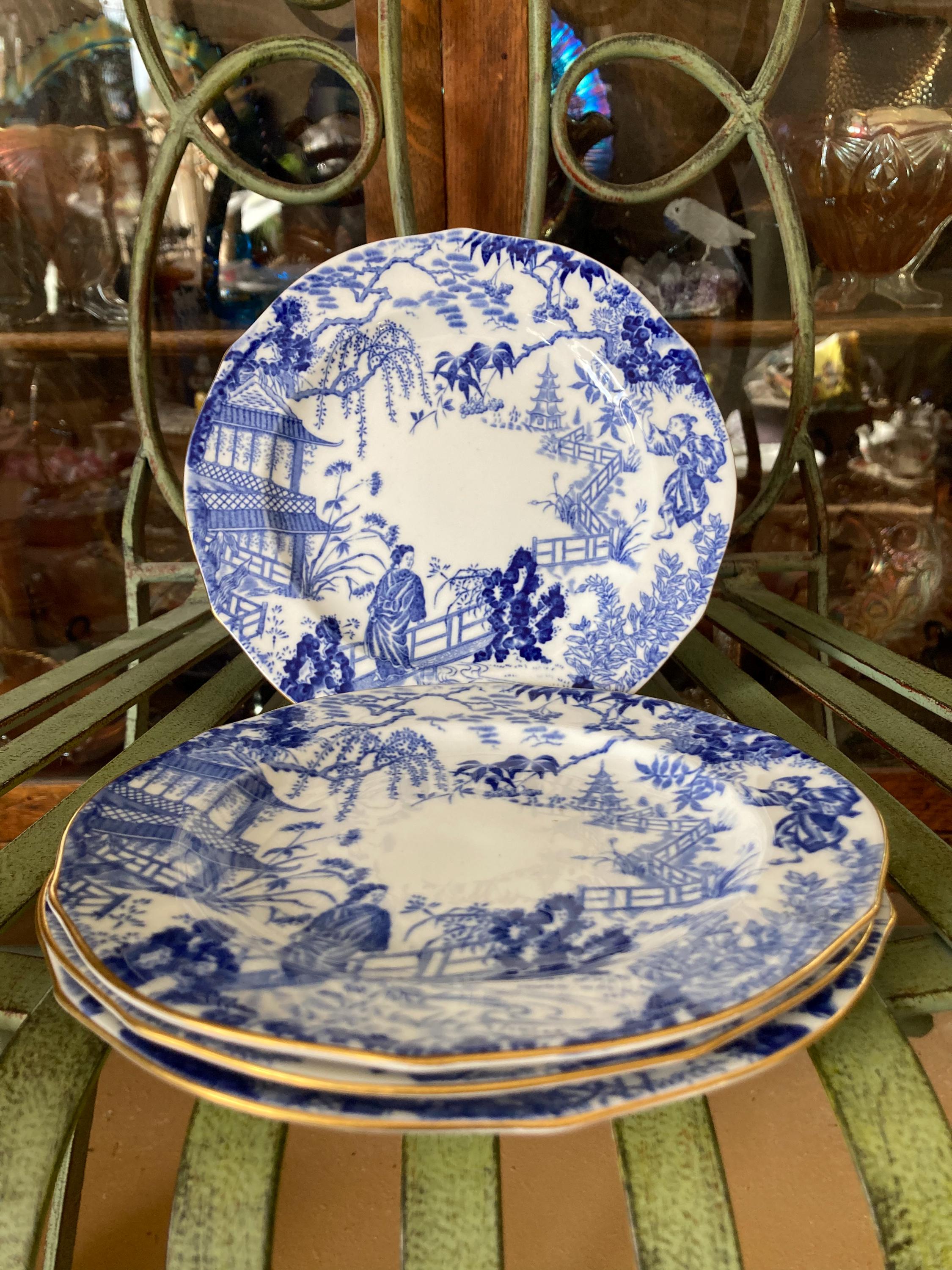 Royal Crown Derby Mikado Dessert Plates. Set of 4. 7 Inches