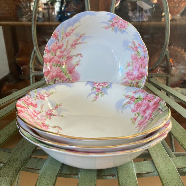 Royal Albert Blossom Time Soup/Cereal Bowls. Set of 4. Produced in England 1930’s to 2001.