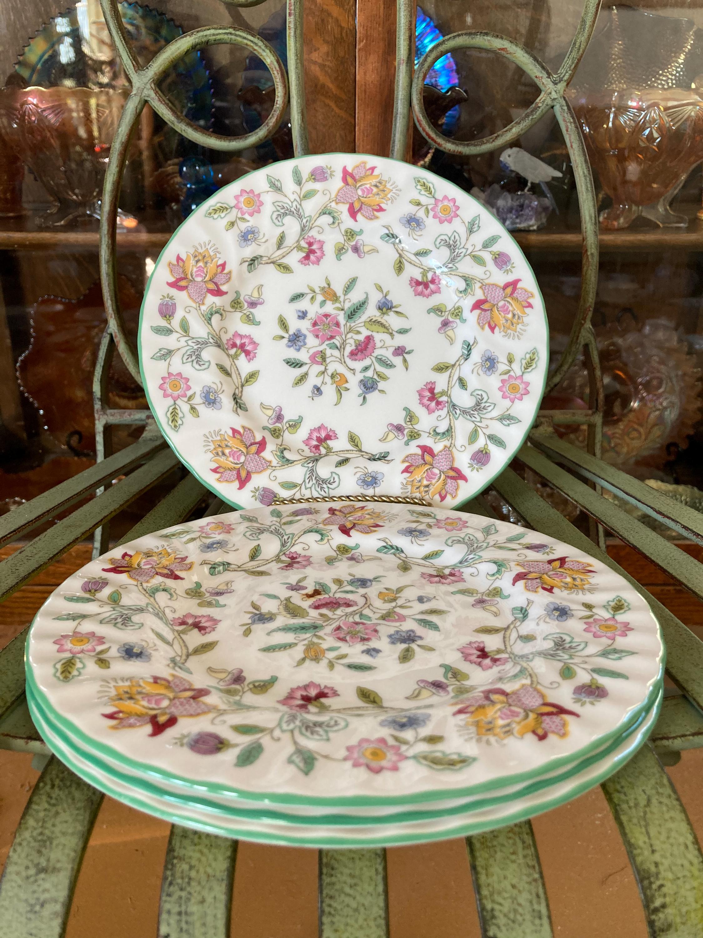 Minton Haddon Hall Salad Plates. Set of 4. 8 Inches Diameter