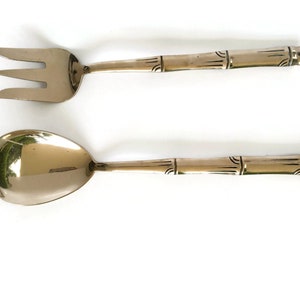 Brass Salad Servers | 1 Serving Fork and 1 Spoon | Pre-loved and polished to new