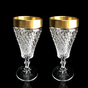 6x Crystal Champagne Glasses | Flutes | 24K Gold | Klokotschnik/Josephinenhutte