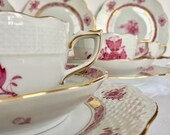 Herend Tea Breakfast place setting for 6 people, Chinese Bouquet Purple Rasbperry, 18 pcs.