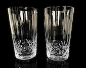 6x Crystal water glasses, cocktail glasses, classic design with diamond cuttings. Vintage barware