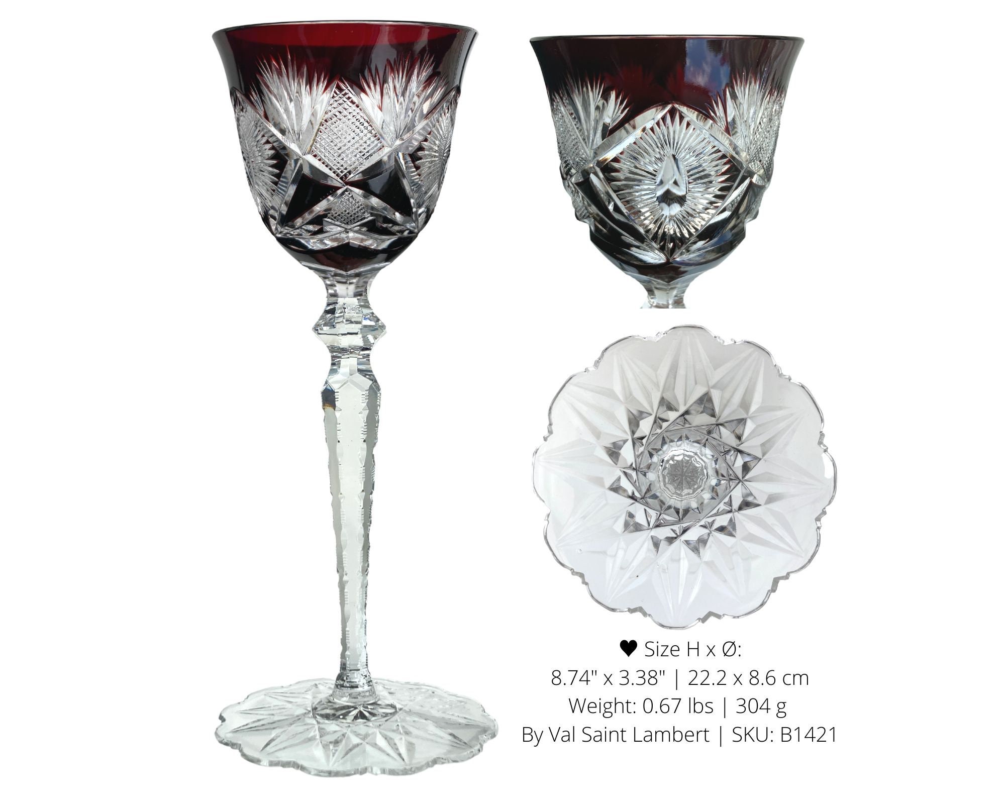 Val Saint Lambert Wine Glass | 1pcs | Saarlouis, Saarbrucken