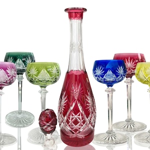 Val Saint Lambert Crystal | 7Pcs | Decanter Wine Glasses | Berncastel