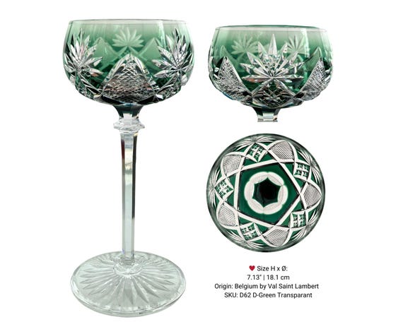 1x Val Saint Lambert, Crystal Wine Glass, Select Your Color and