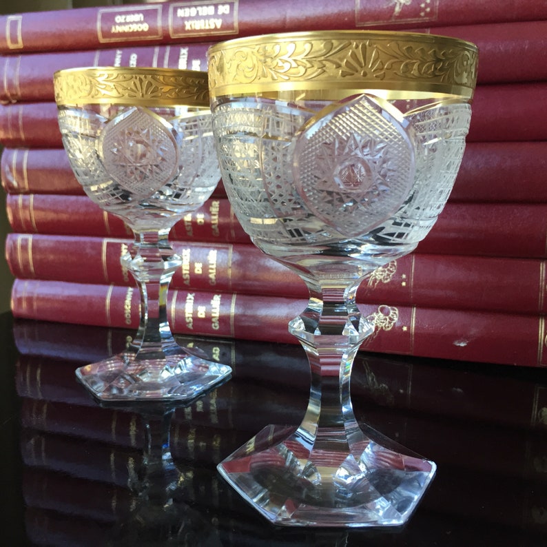 murano wine glasses gold