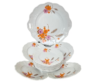 Porcelain Cake Plates | Orange | Seltmann Weiden | 11x