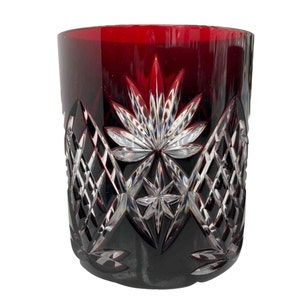 Crystal Whiskey Glasses Red | 2Pcs Vintage