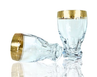 Crystal Water Glasses Large | 6Pcs | 24K Gold by Theresienthal 1950